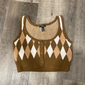 Cute brown and tan sweater tank top!
